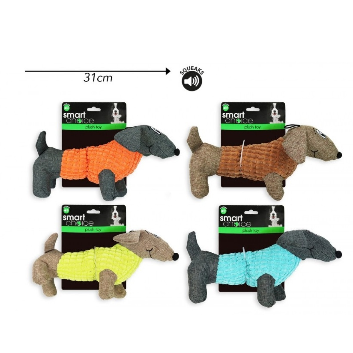 Smart Choice Soft Plush Dogs Toy With Squeaker (1 Toy)