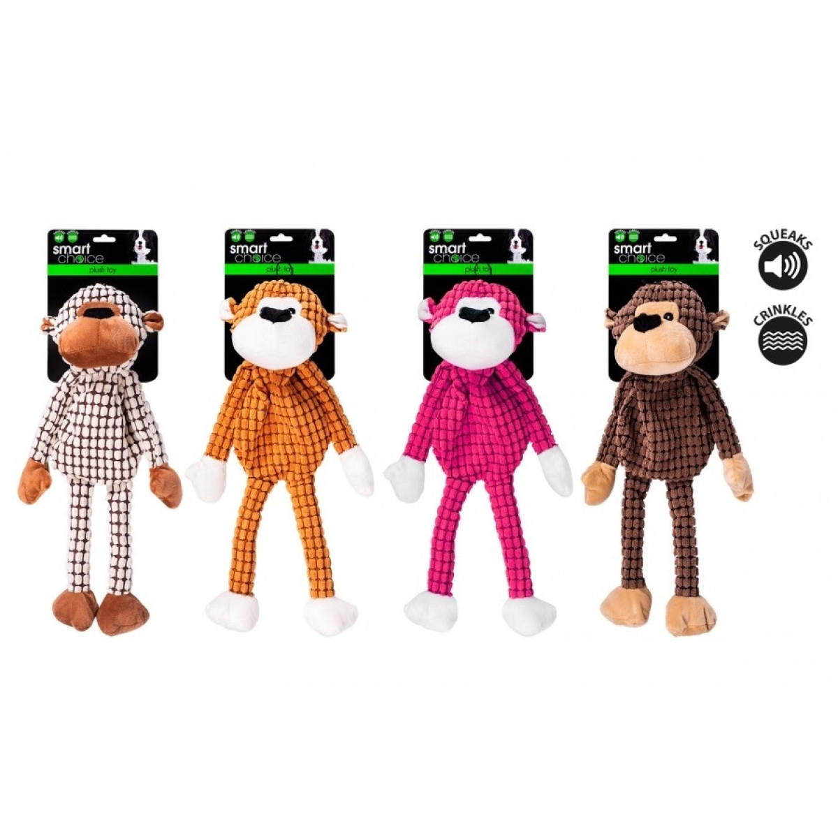 Smart Choice Super Plush Monkey Toy With Squeaker (1 Toy)